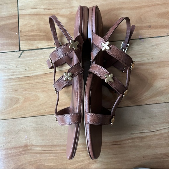 Larroude Brown Leather Flat Sandals Straps Size 7.5 Brazil - Picture 3 of 8